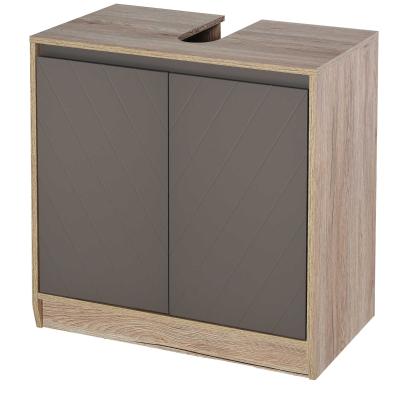 HOMCOM Under Sink Storage Cabinet Floor Standing Cupboard w/ Adjustable Shelf Bathroom Cabinet 2 Doors Versatile Style Grey