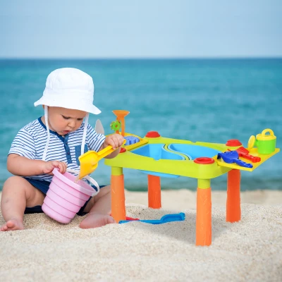 HOMCOM children's sand toys, sandpit table with 16 pcs. Accessories, game table, beach toys, from 3 years, PP, 99.5 x 49 x 48 cm