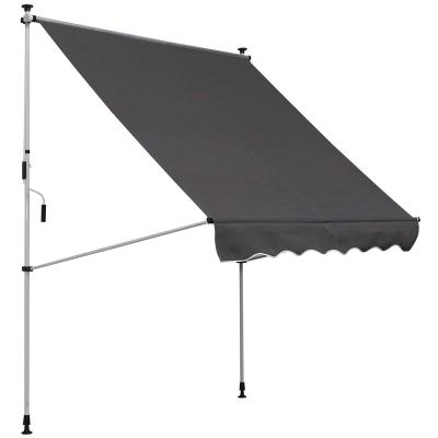 Outsunny Balcony 2 x 1.5m Manual Adjustable Awning DIY Patio Clamp Awning Canopy Retractable Shade Shelter - Grey