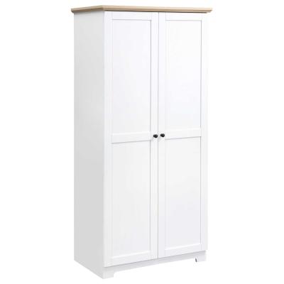 HOMCOM 172cm Wooden Storage Cabinet Cupboard With 2 Doors 4 Shelves White Living Room Bedroom Office