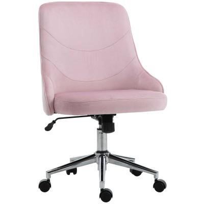 Vinsetto Modern Mid-Back Home Office Chair Velvet Touch Executive Computer Desk Chair 360° Swivel with Rocking Function Adjustable Height, Pink