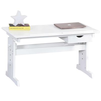 HOMCOM Adjustable Height Study Desk for Students Computer Desk, Home Learning Center Desk with Tilting Desktop and Storage Drawer, White