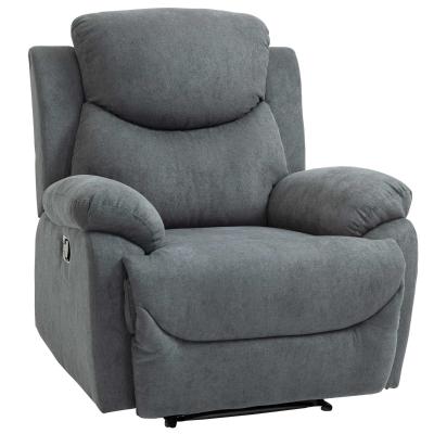 HOMCOM Ergonomic Reclining Sofa Recliner with Metal Base, Upholstered Chair with Armrest, Accent Chair, for Living Room Bedroom Dorm Office, Grey