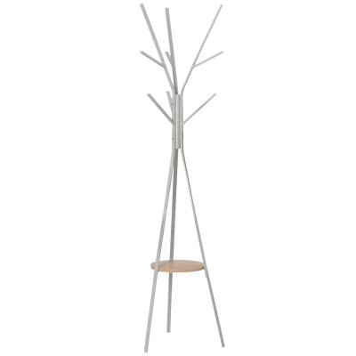 HOMCOM 180cm Free Standing Metal Coat Rack Stand 9 Hooks Clothes Tree with 1 Shelf Hat Display Hall Tree Hanger Bag Umbrella Hanging Organiser for Hallway Bedroom Waiting Room Living Room Grey