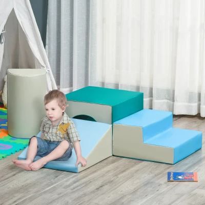 HOMCOM 4-Piece Soft Play Set for Toddlers 1-3 Years, Multi-colored