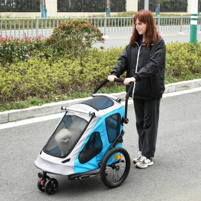 PawHut IE Located 2 in 1 Dog Bike Trailer for Medium Dogs, Blue