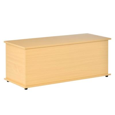 HOMCOM Wooden Storage Box Clothes Toy Chest Bench Seat Ottoman Bedding Blanket Trunk Container with Lid - Burlywood