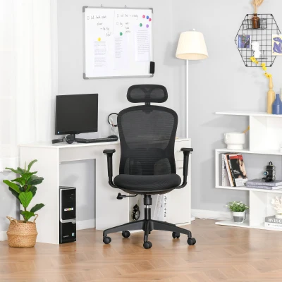 Vinsetto Mesh Home Office Chair High Back Rotate Headrest Black