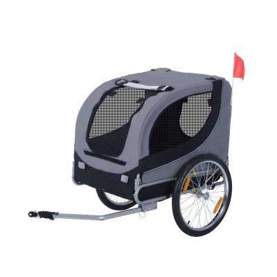 PawHut Steel Dog Bike Trailer Pet Cart Carrier for Bicycle Jogger Kit Water Resistant Travel Grey and Black