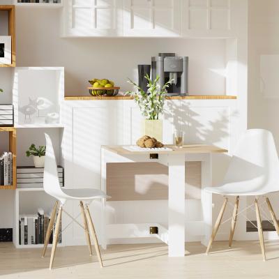 HOMCOM Particle Board Wooden Folding Dining Table Writing Computer Desk PC Workstation Space Saving Home Office Oak & White