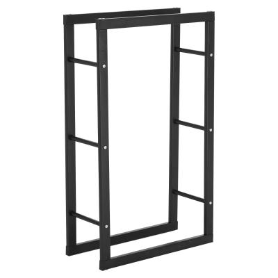 HOMCOM Metal Firewood Log Holder Rack Elevated w/ Balanced Base Side Rails Indoor Outdoor Traditional Fireplace Log Storage Cradle 100 x 60 x 25cm