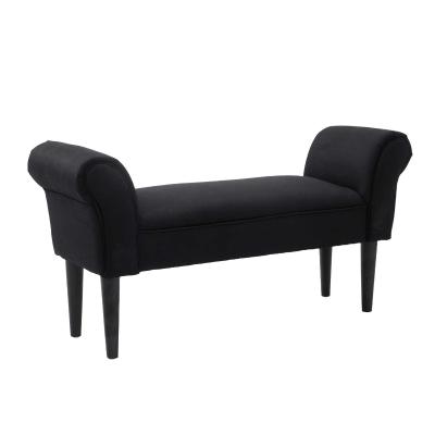 HOMCOM Small-sized Bed End Side Chaise Lounge Sofa Window Seat Arm Bench Wooden Leg Fabric Cover (Black)
