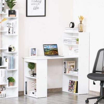 HOMCOM 120cm Modern Computer Desk Bookshelf Writing Table Workstation PC Laptop Study Home Office 6 Shelves White
