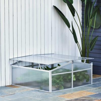 Outsunny Outdoor Greenhouse Polycarbonate Grow House Flower Vegetable Plants Raised Bed Garden Allotment Protector Aluminum Frame 100 x 100 x 48 cm
