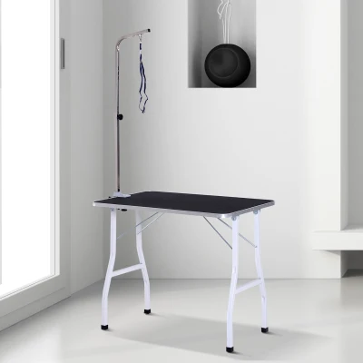 PawHut Dog Cat Pet Grooming Table Portable Mobile Foldable Adjustable With Arm Noose Stainless Steel Frame and Legs New