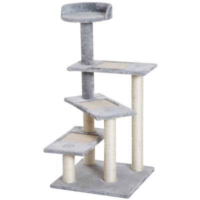 PawHut Cat Tree Kitten Scratch Scratching Scratcher Sisal Post Climbing Tower Activity Centre Grey