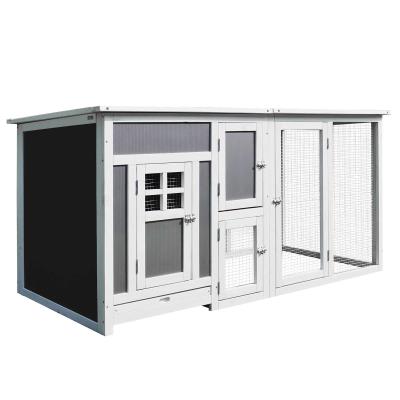 PawHut Wood Chicken Coop Hutch Hen House Cage PC Roof w/ Run Nest Box Deluxe 160 x 75 x 80 cm