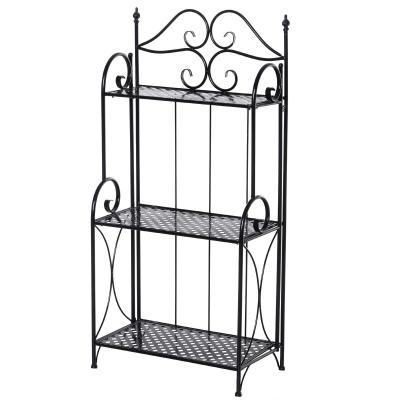 Outsunny 3-Tier Metal Folding Plant Stand Display Rack Bookshelf Unit Indoor Outdoor