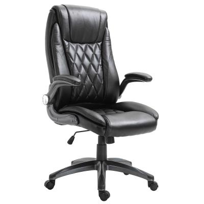 Vinsetto High Back Executive Office Chair Home Swivel PU Leather Ergonomic Chair, with Flip-up Arm, Wheels, Adjustable Height, Black