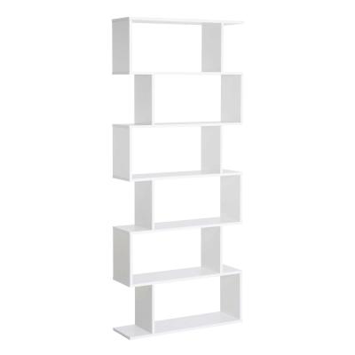 HOMCOM Wooden Wood S Shape Storage Display 6 Shelves Room Divider Unit Chest Bookshelf Bookcase Cupboard Cabinet Home Office Furniture (White)
