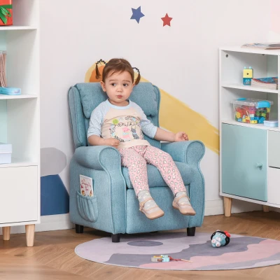 HOMCOM Kids Recliner Sofa Angle Adjustable Single Lounger Armchair Children Games Chair with Footrest for 3-5 years, Blue