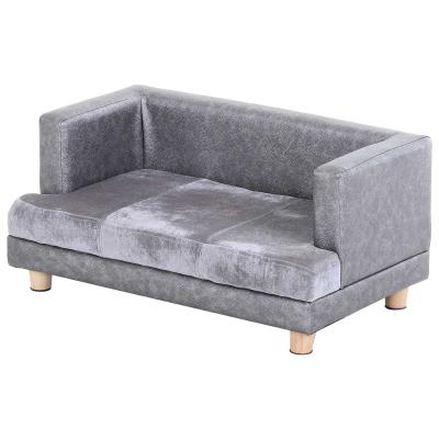 PawHut Pet Sofa Dog Bed Couch Wooden Frame Plush Cover Foam Cushion Puppy Kitten Lounge For Small Dog Cat 68 x 41 x 32 cm