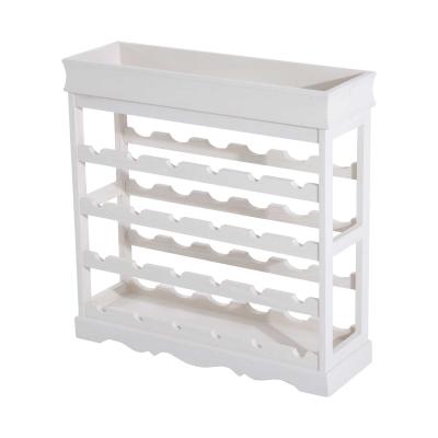 HOMCOM 4-tier Wooden Wine Rack 24 Bottles Stackable Organizer Display Storage Holder Shelves Stand Kitchen Home w/Countertop (White)