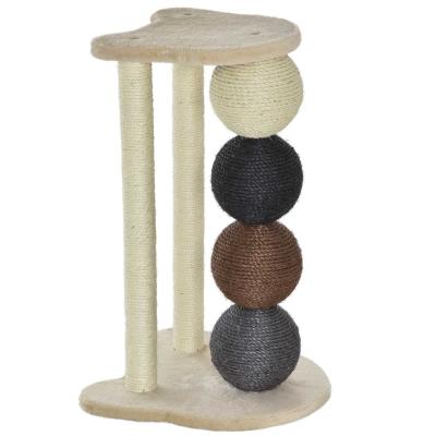 PawHut Luxury Plush Cat Tree Climbing Frame Activity Center with Sisal Scratching Posts Perches Scratching Balls, Beige