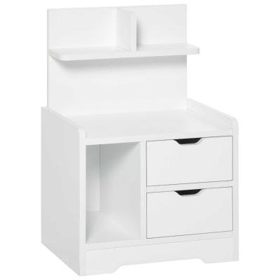 HOMCOM Bedside Table with 2 Drawers and Storage Shelves for Living Room Bedroom Accent Table Small Cabinet, White