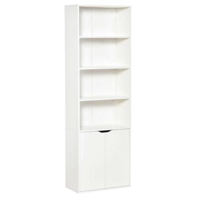 HOMCOM Estantería Librería con 4 Compartimentos Abiertos y 1 Armario con 2 Estantes Almacenaje Libros Plantas para Salón Estudio 59x29x180 cm Blanco