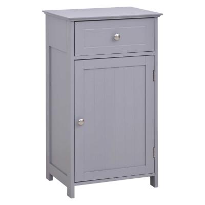 Kleankin Meuble bas salle de bain 1 porte avec étagère et tiroir gris