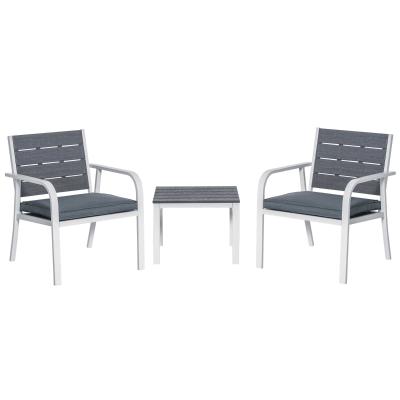 Outsunny Salon de jardin 2 places 3 pièces style yachting blanc gris