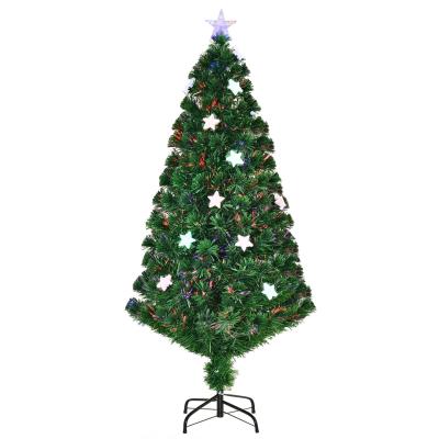 HOMCOM Sapin de Noël artificiel lumineux fibre optique LED multicolore