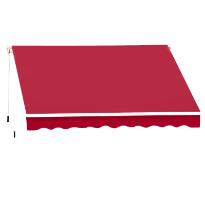 Outsunny Store Banne Manuel Rayé Rouge 3 x 2,5 m