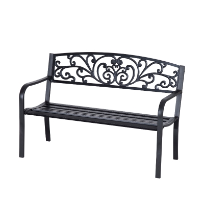 Outsunny Banc de Jardin en Fer Noir Pieds Droits 2 Places
