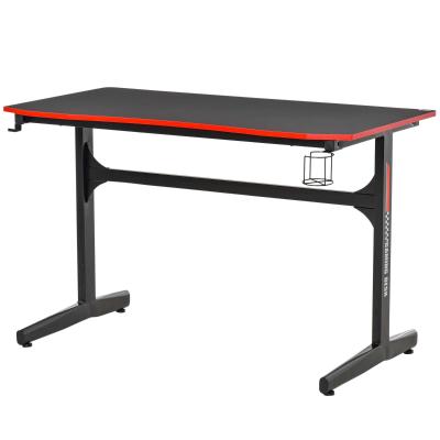 HOMCOM Bureau gaming racing bracket supports métal MDF texture carbone rouge noir