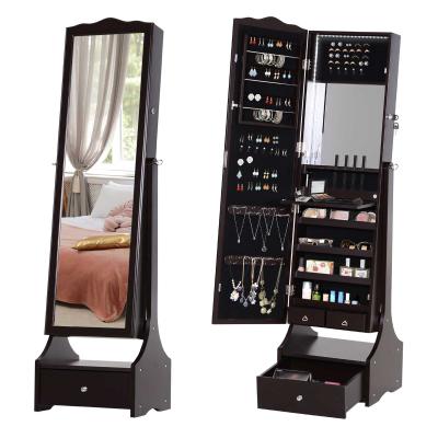 HOMCOM Armoire à bijoux avec miroir éclairage LED sur pied