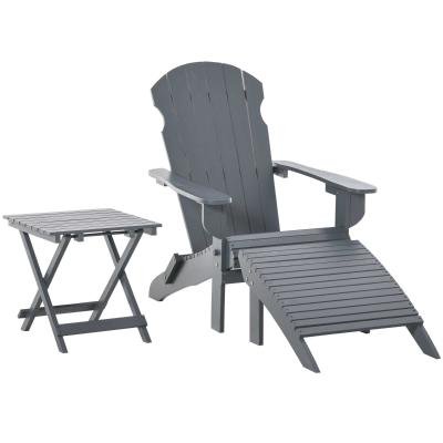 Fauteuil de jardin Adirondack pliable repose-pied table basse bois sapin traité gris