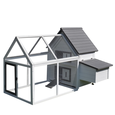 PawHut Poulailler Multi-Equipé en Bois Gris 166 x 122 x 112 cm