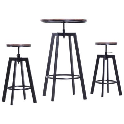 Homcom Ensemble Table de Bar + 2 Tabourets Marron 180 x 67 x 105 cm