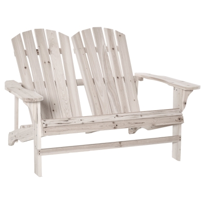 Banc de jardin 2 places design Adirondack pin lasuré