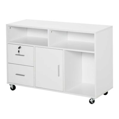 HOMCOM Support d'imprimante 2 tiroirs + niches + grand plateau panneaux particules