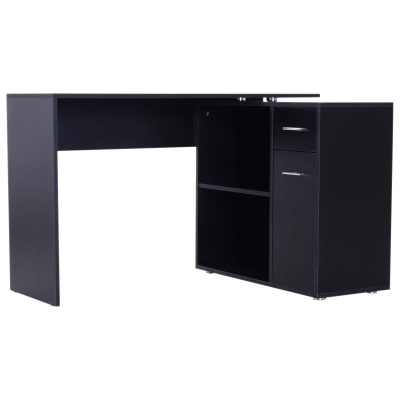 HOMCOM Bureau Informatique table de salle à manger multimédia modulable Multi-rangements Double Niche + tiroir Panneaux Particules Noir