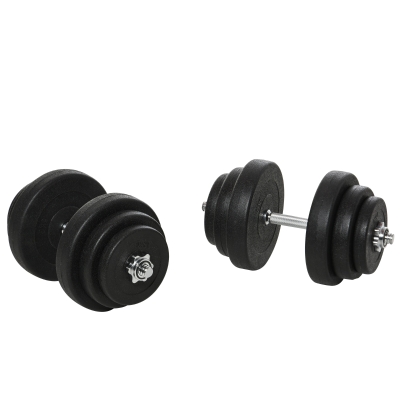 HOMCOM Ensemble d'haltères courtes total 36 Kg - barres incluses - acier HDPE noir