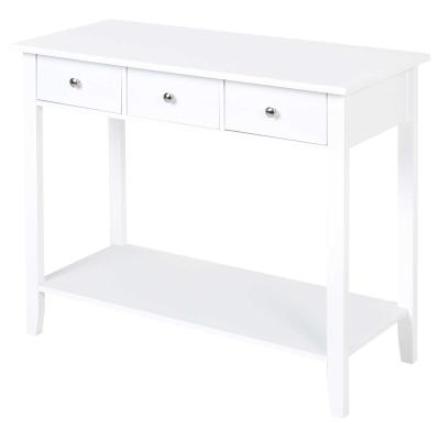 HOMCOM Console design contemporain 3 tiroirs étagère blanc