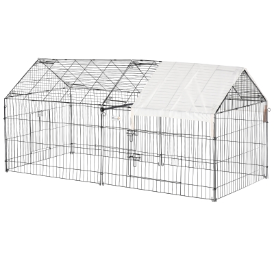 PawHut Parc enclos modulable Acier 6 Panneaux et 1 Porte pour Chiens Ø 120 x 60 cm Gris Métal vert