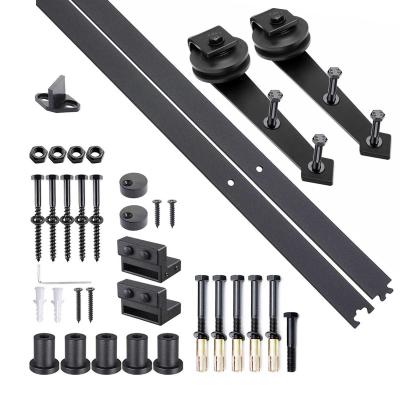 Homcom Kit de Porte Coulissante en Métal Noir 200 x 4 x 1 cm