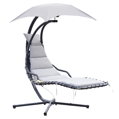 Outsunny Bain de Soleil Suspendu Gris avec Pare-Soleil