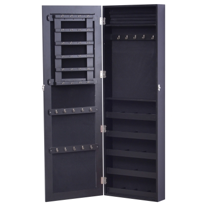 Homcom Armoire à Bijoux Multi-Rangements en Bois Noir 37 x 10 x 112 cm