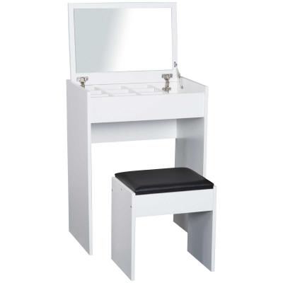 Homcom Table de Maquillage avec Tabouret Blanc 60 x 40 x 79 cm